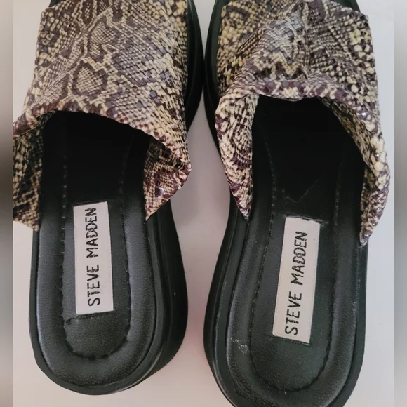 Steve Madden Y2K Vintage 90s Snake Print Wedge Platform Slides Size 9.5 - Picture 8 of 14